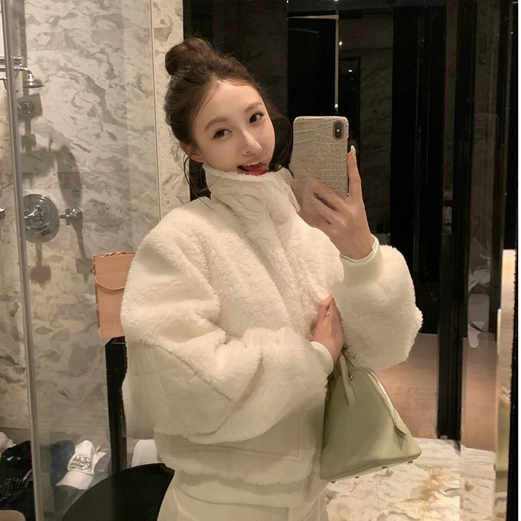 Al0小奶糕'90白鸭绒羽绒服秋冬加厚补丁设计短款外套高级版本