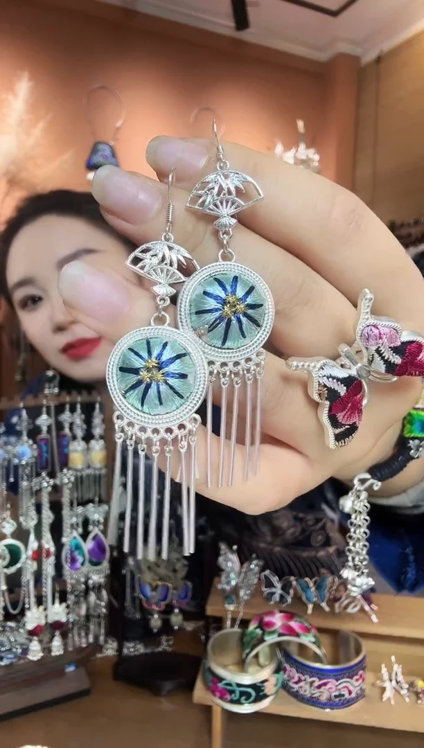 刺绣纯手工民族风耳环