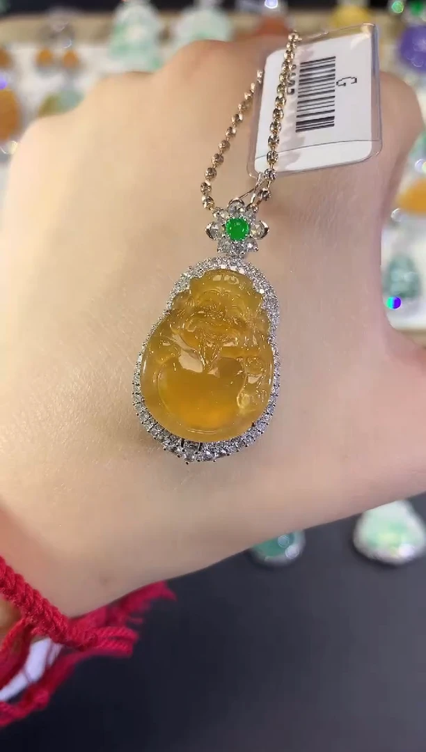 吊坠(不含链)18K金镶嵌翡翠31-米爷（不含链和扣