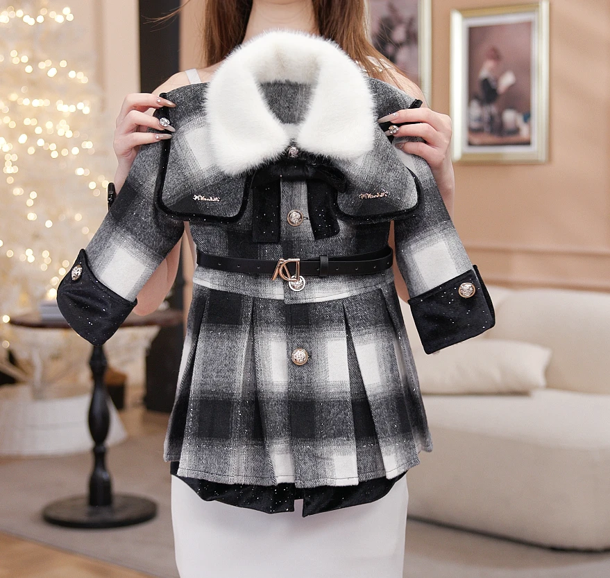 厚款女休闲风拉链单排扣套头套装加厚时尚皮衣韩版DC40672