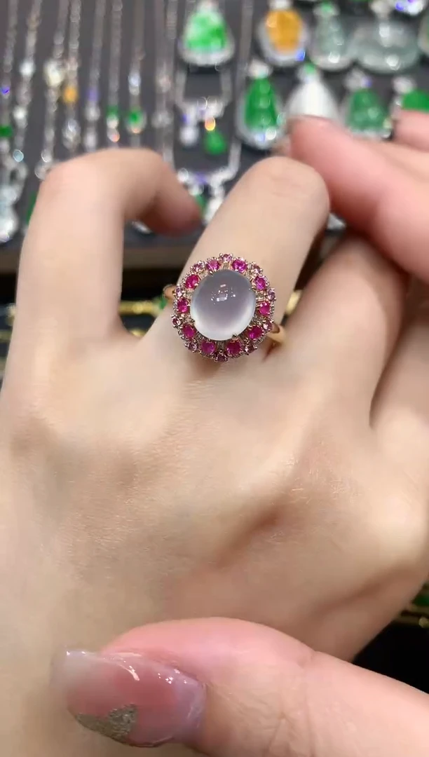 18K金镶嵌戒指翡翠A37