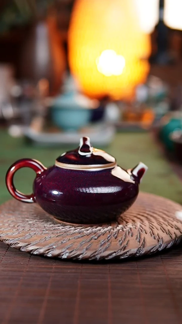 448 四方如意壶 经典红釉 钧瓷-150ml