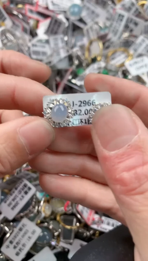 银S925镶嵌戒指翡翠4444----5