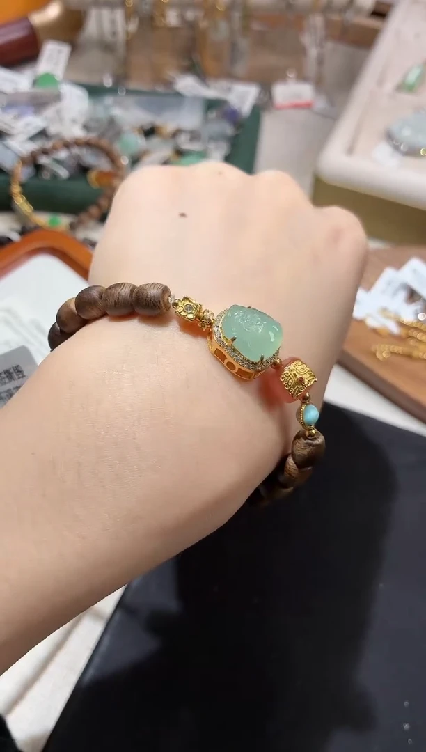 银S925镶嵌手串翡翠手串