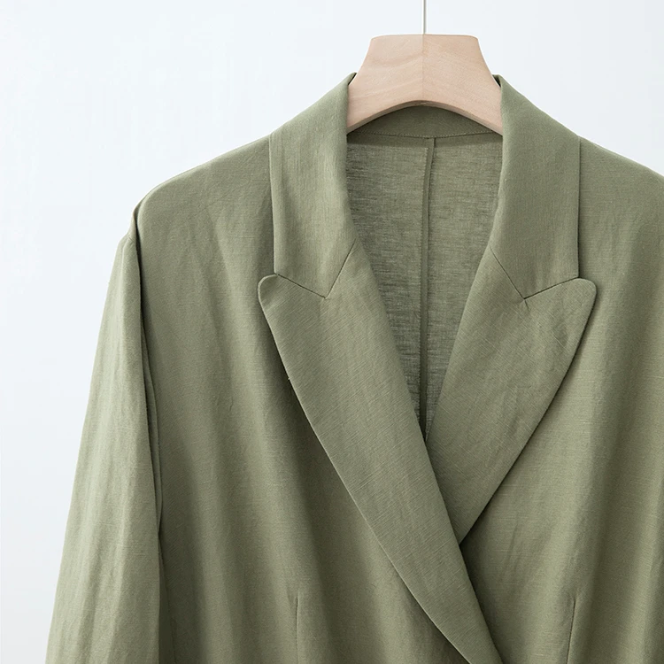 牛油果系带交错透气驳领宽松西装短外套XZ3C3121