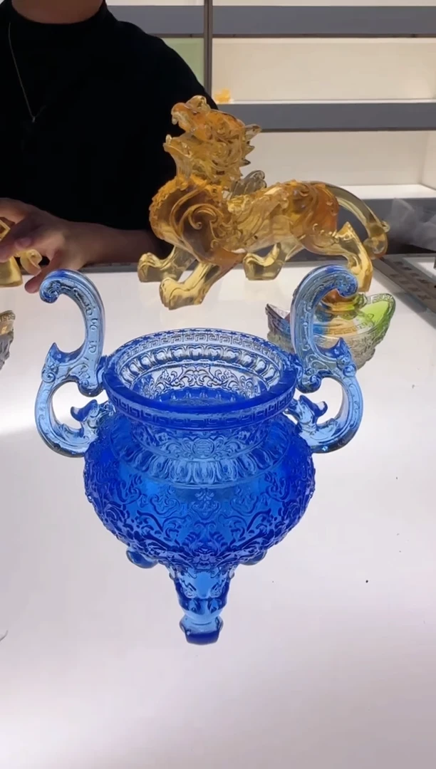 手工艺品琉璃蓝色香炉