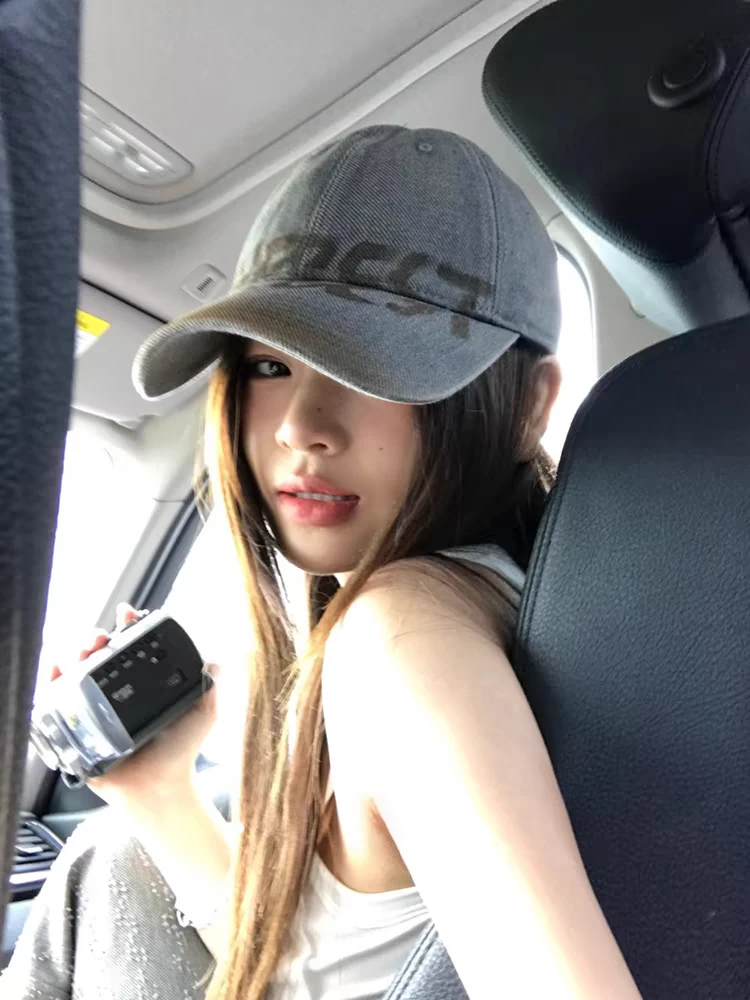 2025新款棒球帽女大头围春秋宽檐加大加深水洗复古做旧牛仔鸭舌帽