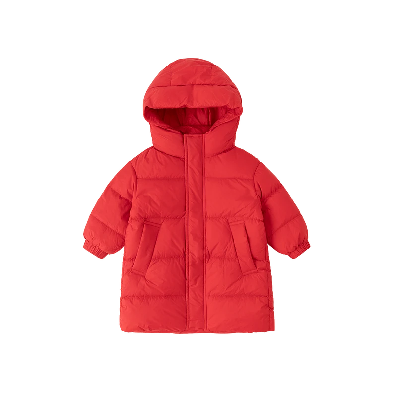 【防寒鹅绒】儿童羽绒服冬男童中长款红色面包服女童外套新年冬装