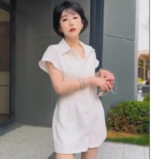 2025夏季新款网红同款洋气韩版潮流设计感连体翻领短裤流年-9