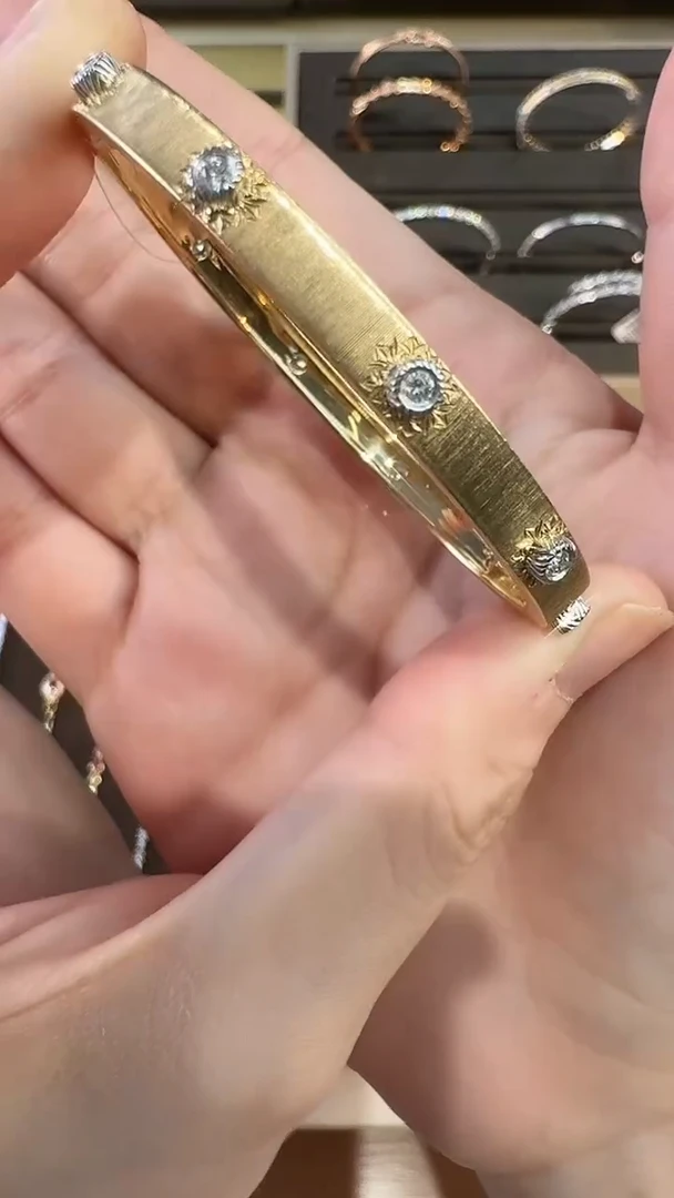 【闪购商品】钻石手镯18K金镶嵌十钻拉丝手镯  16#  17#