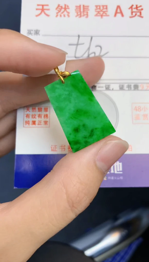 颈饰18K金镶嵌翡翠天然缅甸A货翡翠百元以上9元证书费自理