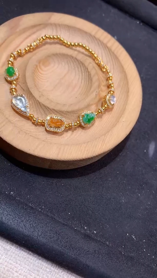 吊坠(不含链)银S925镶嵌翡翠手串