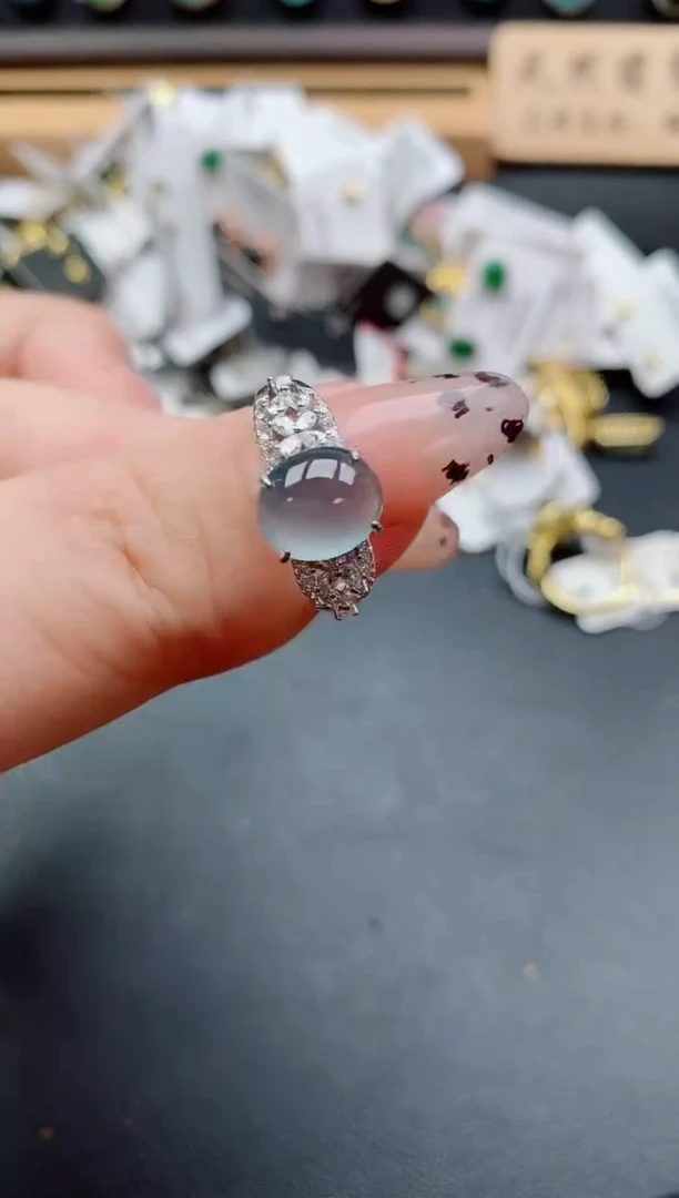 银S925镶嵌戒指翡翠1