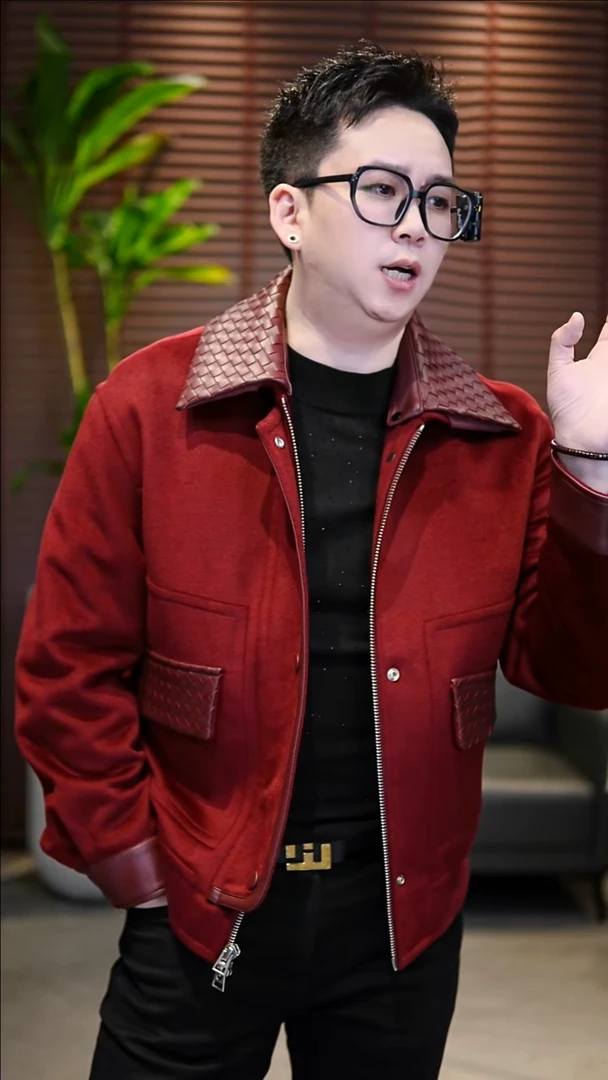 58码（ 190-210斤）拼皮编制夹棉羊毛夹克