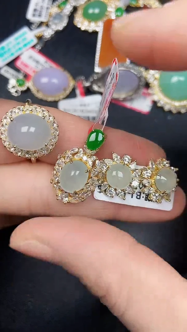 银S925镶嵌戒指翡翠3590