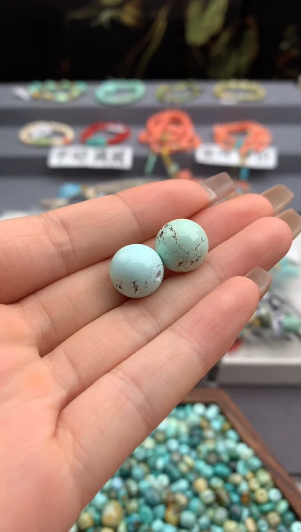 未镶嵌绿松石单珠一对洋.x59