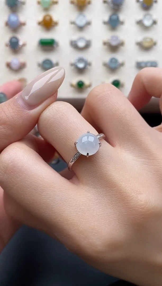 银S925镶嵌戒指翡翠夏*一物一证一礼盒