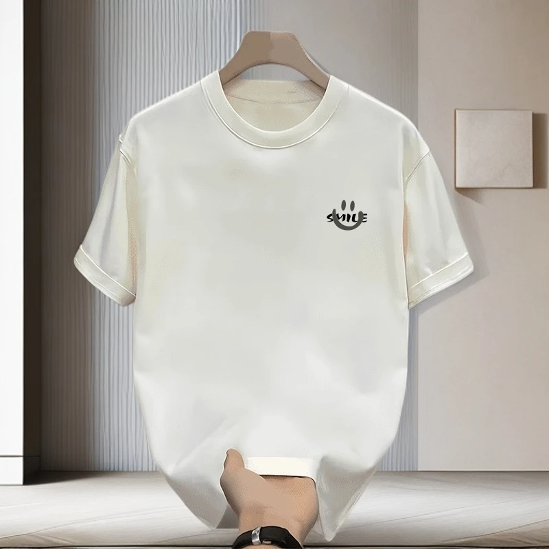 100%纯棉半袖夏季新款百搭潮流半袖上衣圆领百搭短袖男士修身t恤