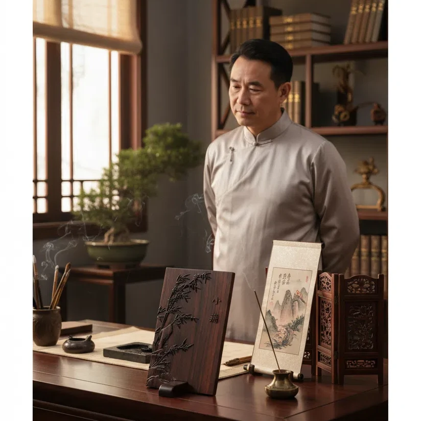 小满竹意国标红木桌面艺术品摆件家居书房茶室装饰送领导长辈礼物