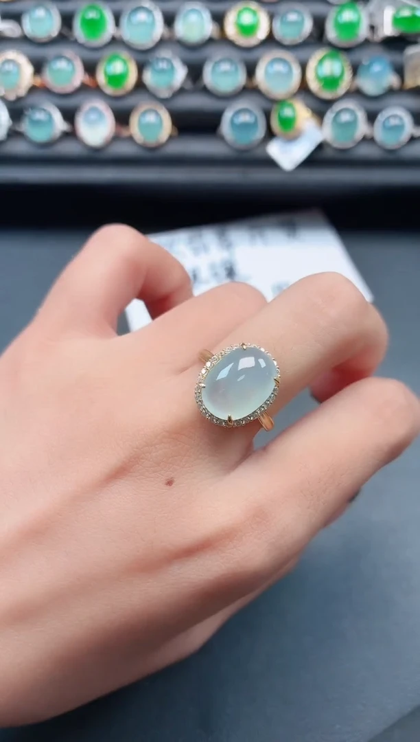 翡翠戒指银S925镶嵌1111