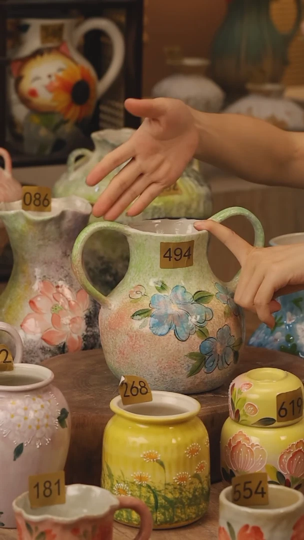 陶瓷494景德镇设计师手作花器摆件侘寂风