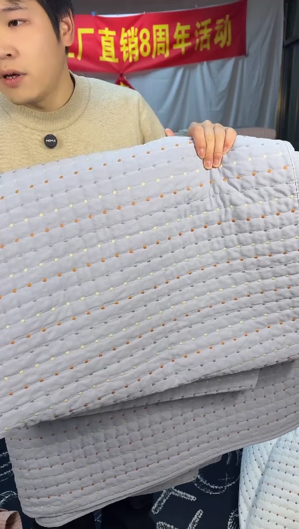 棉纯棉米粒秀灰蓝色230*250三件套