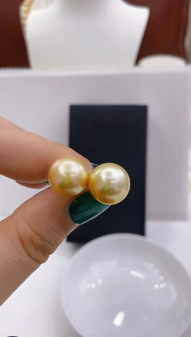 18K金镶嵌海水珍珠耳饰112 12-13mm