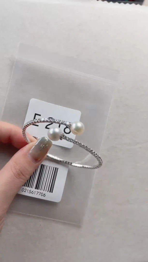 银S925镶嵌手镯海水珍珠E218