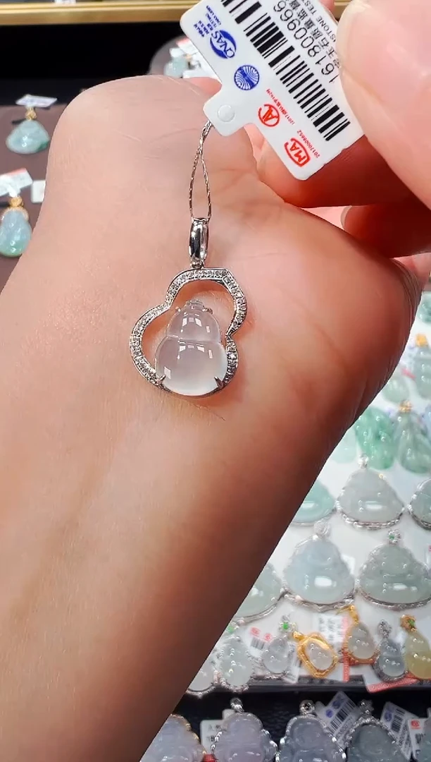 【闪购商品】翡翠吊坠(不含链)18K金镶嵌葫芦吊坠966