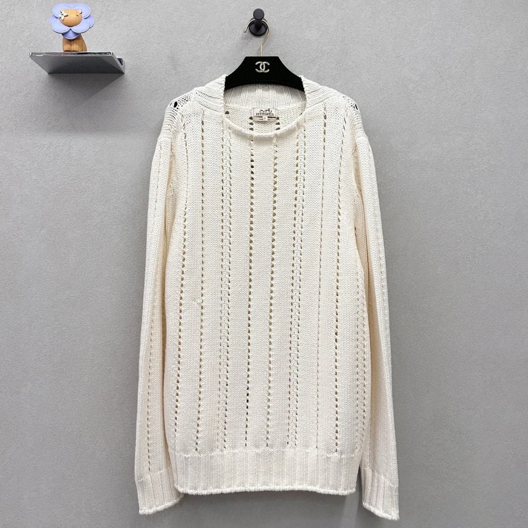 99新 Hermes/爱马仕 白色毛衣/尺码M/UH007065