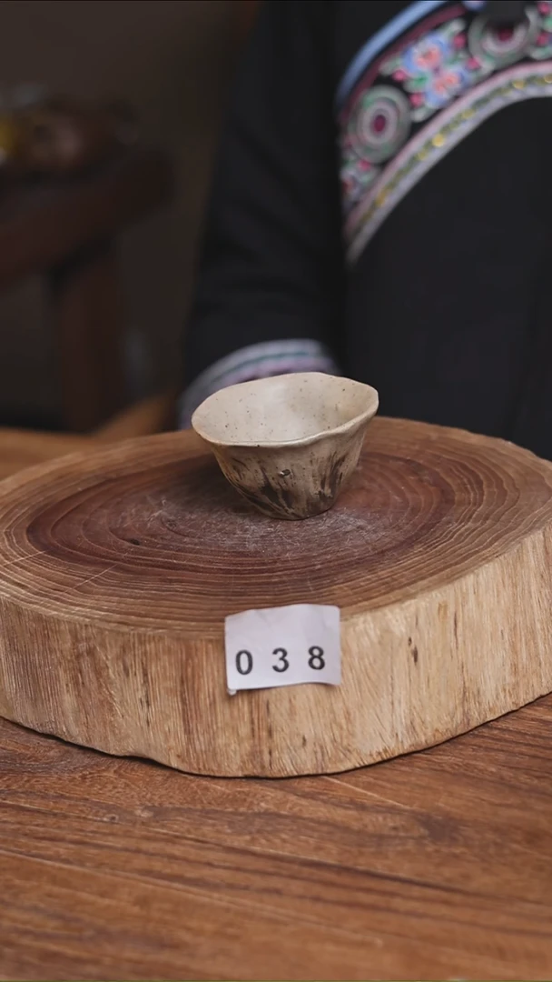 牙舟陶冗平窑手捏根艺杯038