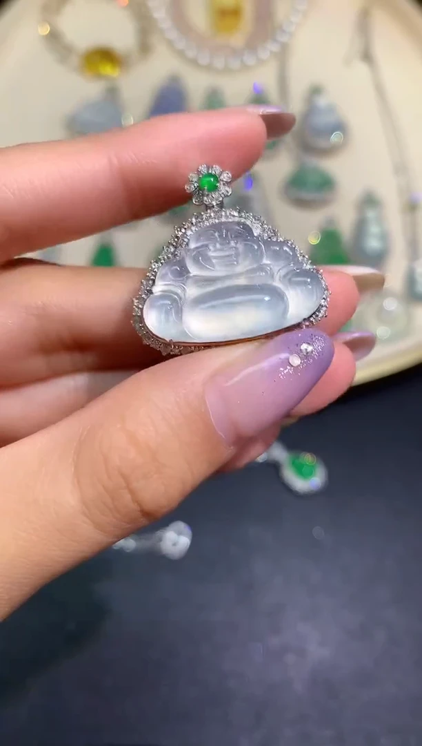 翡翠18K金镶嵌吊坠(不含链)吊坠A393|127800