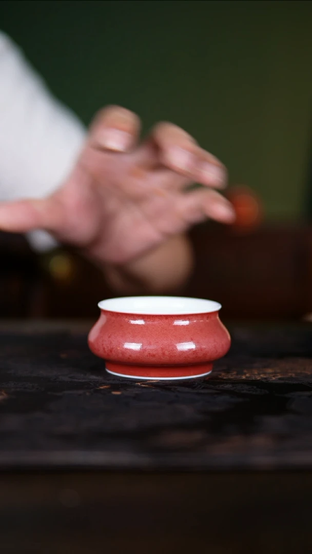 杯子景德镇纯手工陶瓷豇豆红