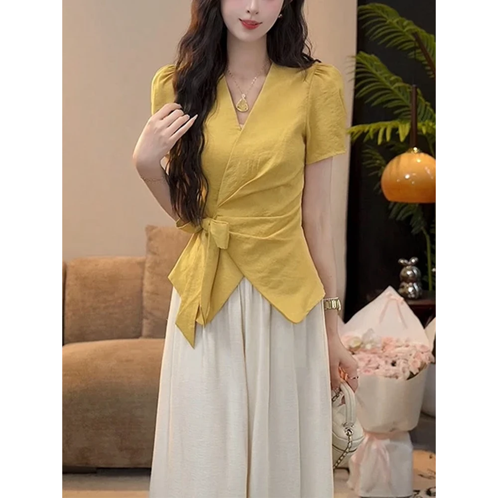 2025年夏季温柔风时尚新款洋气百搭休闲上衣小衫女气质百搭衬衫