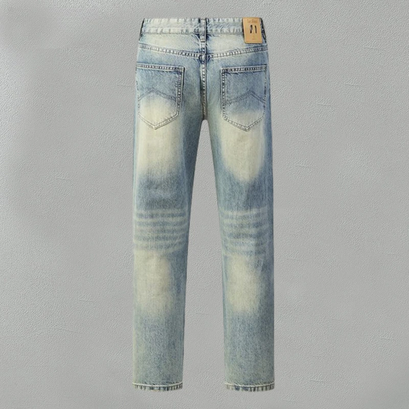 Jeep吉普男款渐变水洗休闲裤高街时尚百搭牛仔裤男美式蓝色直筒裤