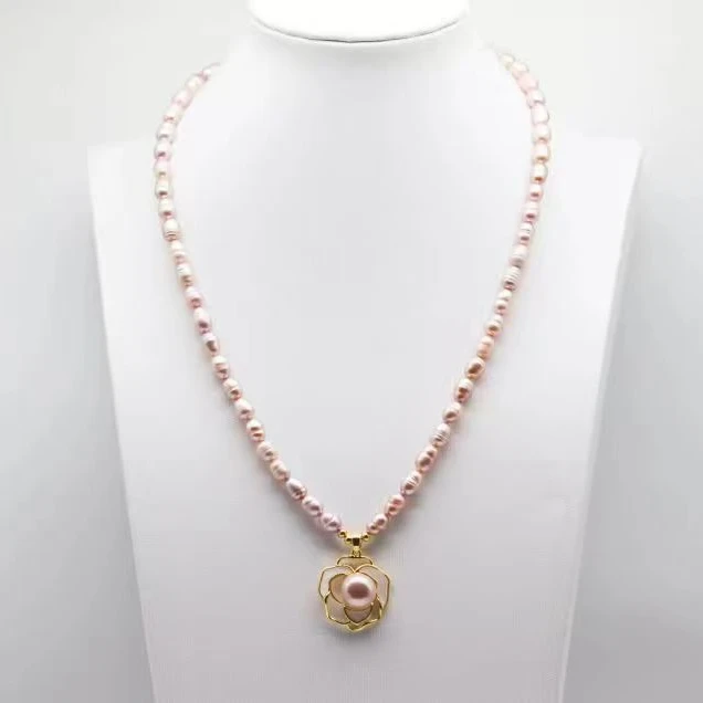 非金属珐琅项链 山茶紫色项链