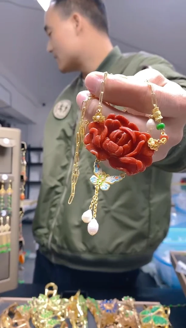 【闪购商品】翡翠耳饰合金160翡翠锁骨链