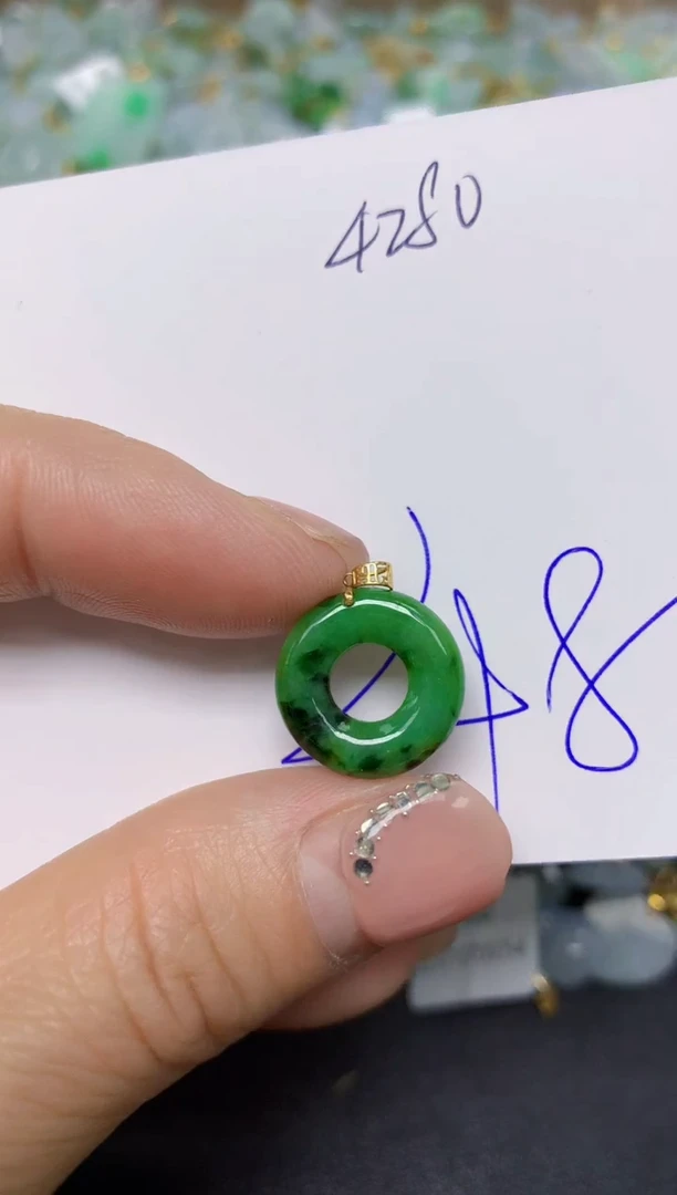 【闪购商品】翡翠挂件18K金镶嵌 天然翡翠A货