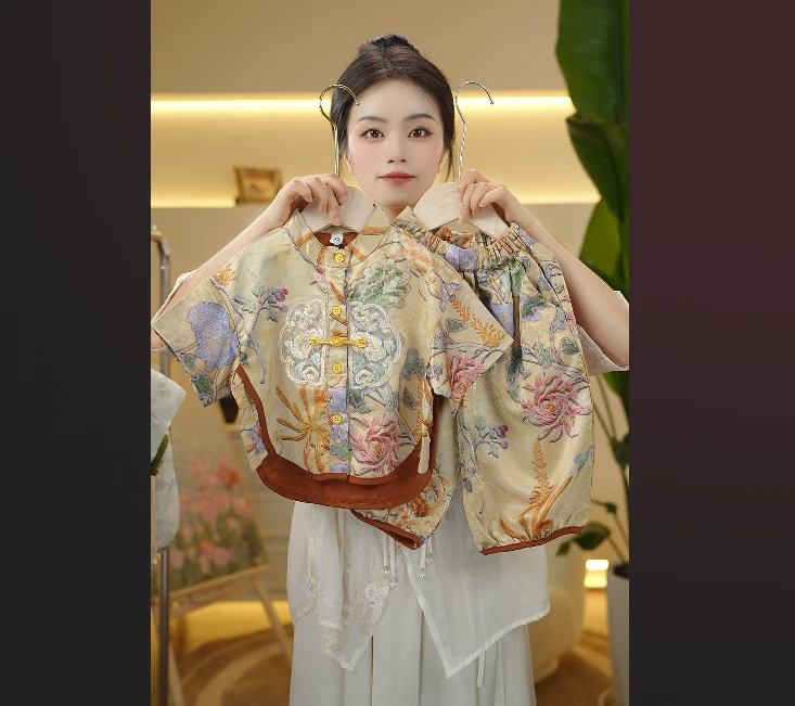 【现货】夏季2026儿童新款潮流新中式古风汉服薄款套装87013