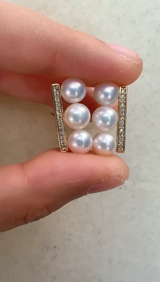 【闪购商品】淡水珍珠耳饰合金金色平衡木