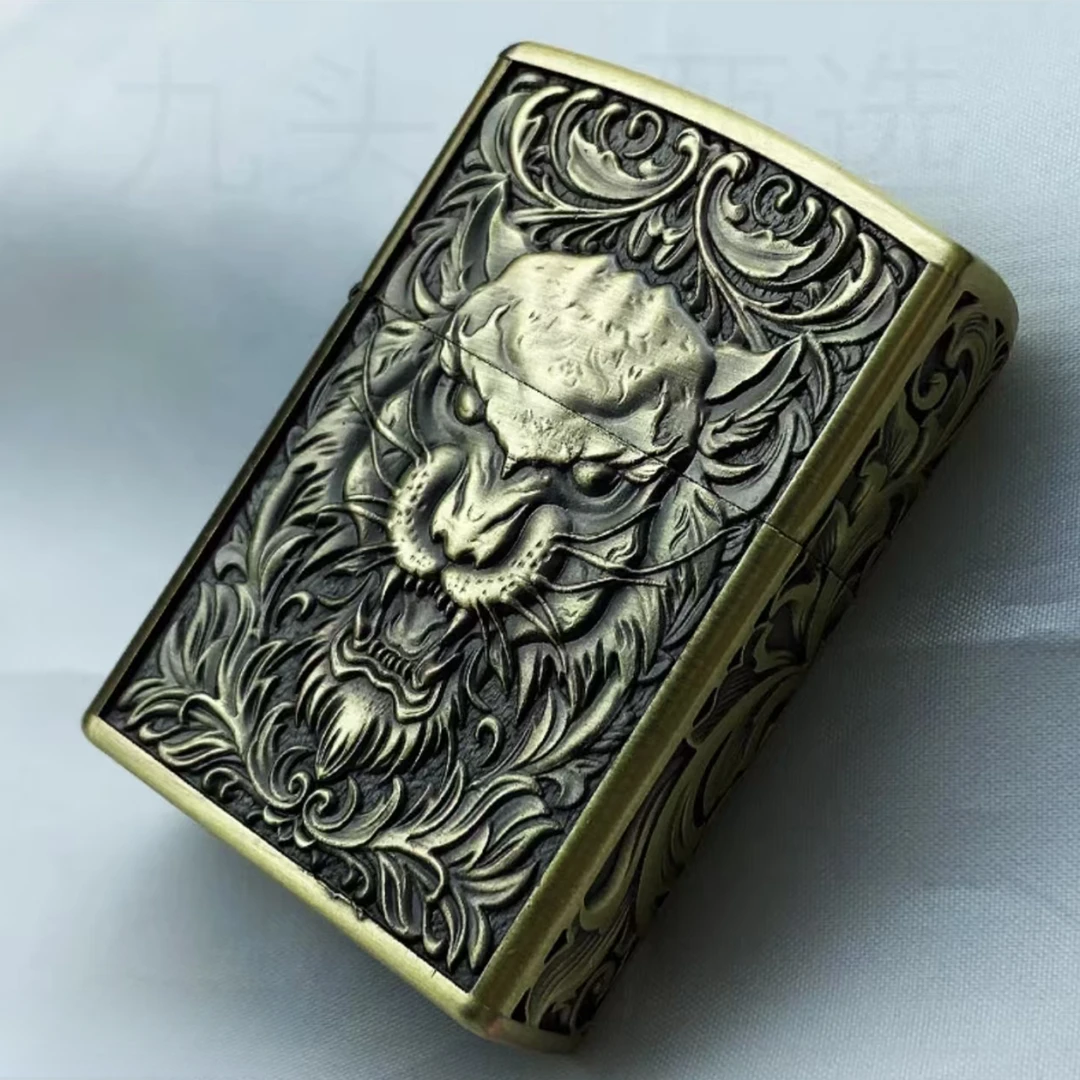 ZORRO  青铜唐草虎  佐罗一体煤油打火机便携创意高密封裸机无油