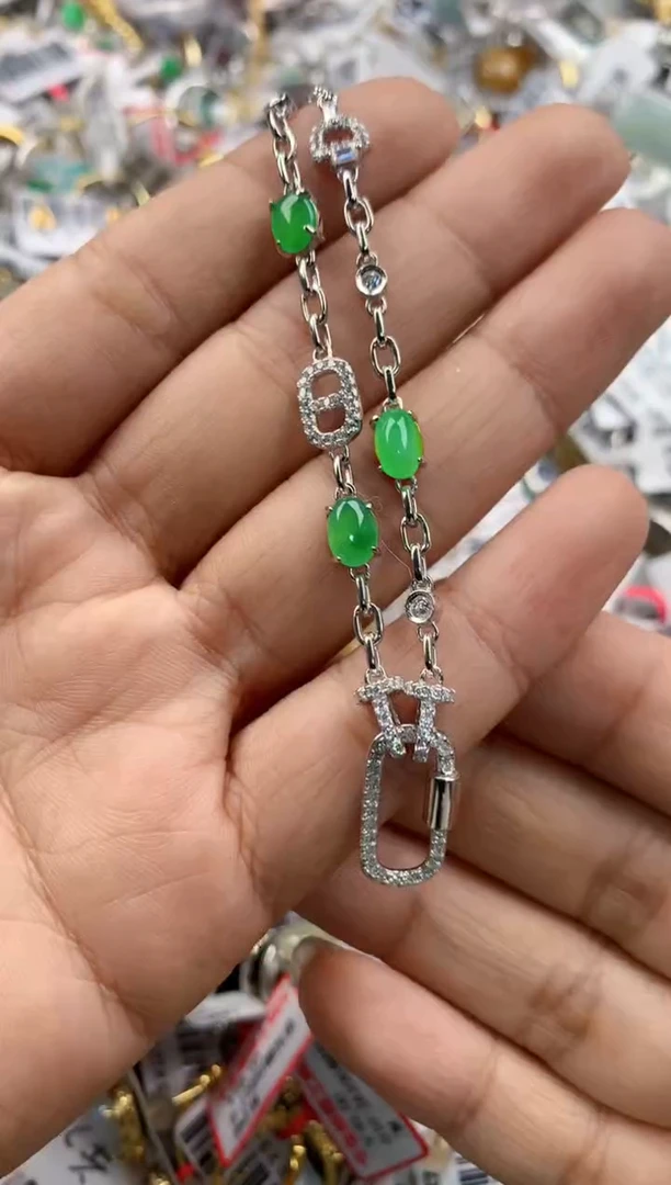 银S925镶嵌戒指翡翠8888----6