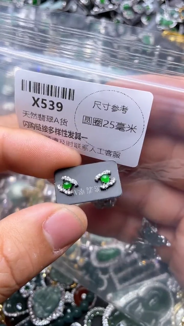 【闪购商品】翡翠颈饰未镶嵌X539耳钉