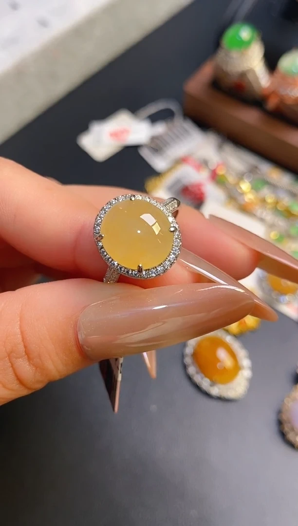 银S925镶嵌戒指翡翠天然