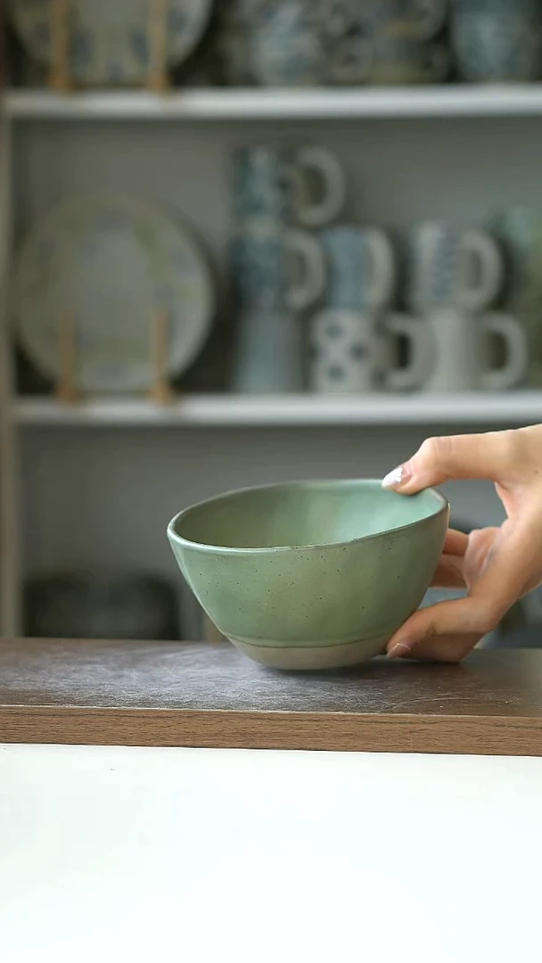 微瑕出德国橄榄绿米饭碗12cm@4-2@