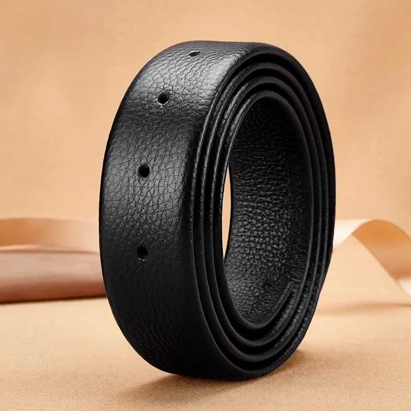 保罗金刚狼头层牛皮无扣头皮带男真皮打孔不带头打眼腰带条中老年