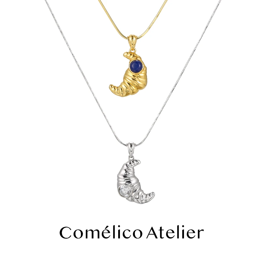 COMELICO ATELIER 合金项链 官方牛角包吊坠高级感轻奢小众女项链