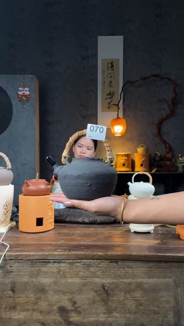 全手工潮州黑陶提梁壶
