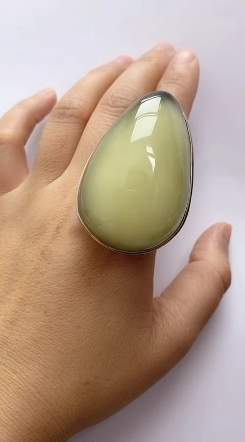 【闪购商品】琥珀裸石银S925镶嵌琥珀戒指