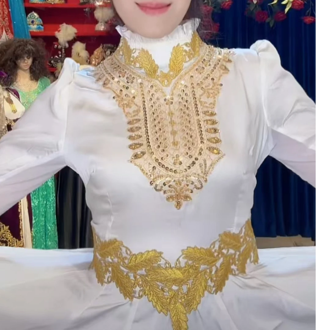 新款珍珠白裙子民族风时尚舞台服装